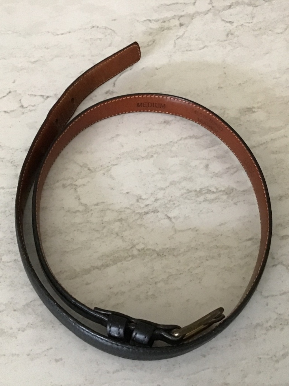 Black leather belt with brass buckle sz Medium